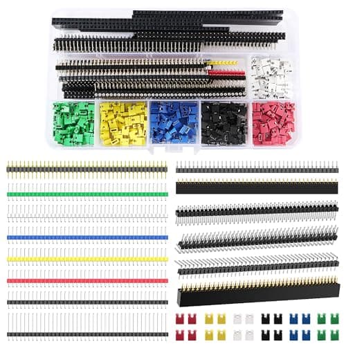 Image of VooGenzek 395 PCS Color Pin Header Kit, Male & Female Pin Header Connector 2.54mm, 2.54mm Circuit Board Mini Jumper Cap Connector, 2.54mm Pin Headers 40 Pin Breakaway PCB Board Pin Header Connector