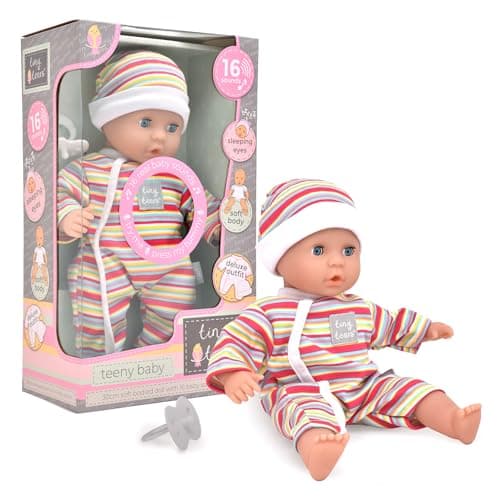 Image of John Adams | Tiny Tears - Teeny Baby - 30cm soft bodied doll with 16 interactive sounds: One of the UK's best loved doll brands! | Nurturing Dolls | Ages 10m+
