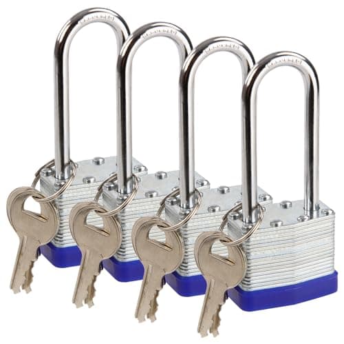 Image of SEPOX® 4Pack Heavy Duty Padlock Keyed Alike, 40MM Laminated Steel Lock Body, 60MM Extra Long Shackle, Ideal for Gym Locker, Sheds, Gate, Warehouse, Hasp (4 Locks with Same Keys)