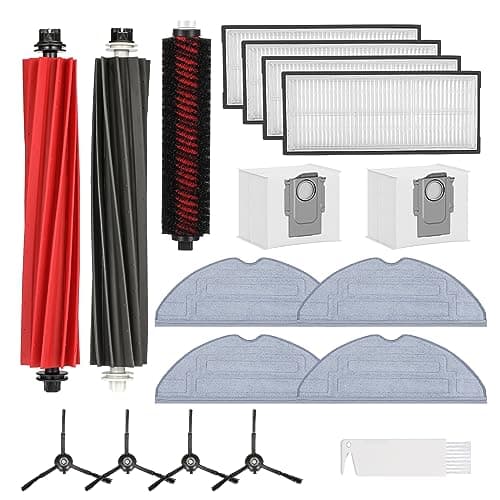 Image of Pack of 17 Accessories for Roborock S8 Pro Ultra Vacuum Cleaner - 2 x Main Brushes (DuoRoller Brush), 1 x Cleaning Brush, 4 x Wipes VibraRise 2.0, 4 x HEPA Filters, 4 x Side Brushes, 2 x Dust Bags