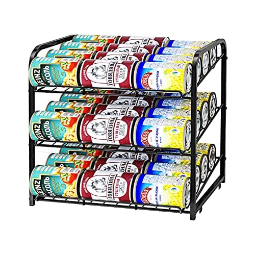 Image of AIYAKA 3 Tier Stackable Can Storage Dispenser, Black, 16.6 x 12.2 x 14.5 inches, Holds 36 Cans, Kitchen Pantry Organizer