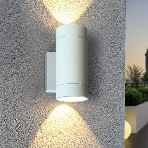 Image of EBION Outdoor Wall Lights,Up Down Outside Lights Mains Powered IP65 Waterproof,Aluminium White Exterior Wall Sconce,GU10 Garden Wall Lamp for Indoor,Front Door,Garage,Porch,Patio, Bulb not inc.