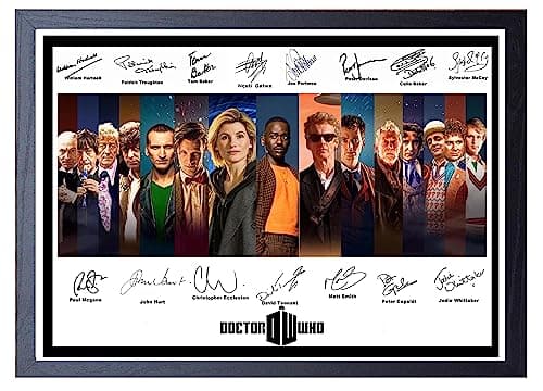 Image of Doctor Who Signed/Autographed Print all Doctors. Dr Who (A4 Framed 34cm x 24cm)