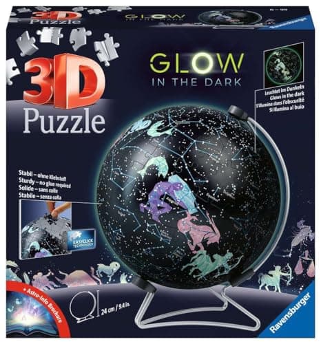 Image of Ravensburger Star Globe Glow in The Dark 3D Jigsaw Puzzle for Kids and Adults Age 6 Years Up - 180 Pieces - No Glue Required