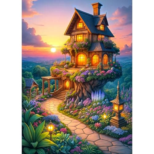Image of HUADADA Jigsaw Puzzles for Adults 1000,Family Puzzle Game Birthday Gifts,1000 Piece Jigsaw Puzzles for Adults,Challenge High Difficulty-Fairy Tale House