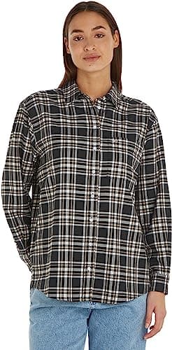 Image of Tommy Jeans Women's Check Overshirt Long Sleeve, Multicolor (Black Check), M