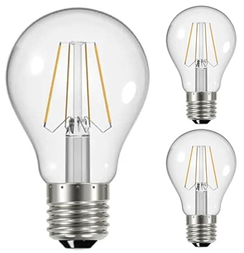 Image of Pack of 3 LED 4W (40 Watt Eqv), GLS, Clear Finish, Filament Bulbs, E27 Edison Screw Fitting, Energy Saving, Standard A60 GLS, Warm White 2700K, Long-Lasting, No Flicker, Instant On, 450 Lumen, A Rated