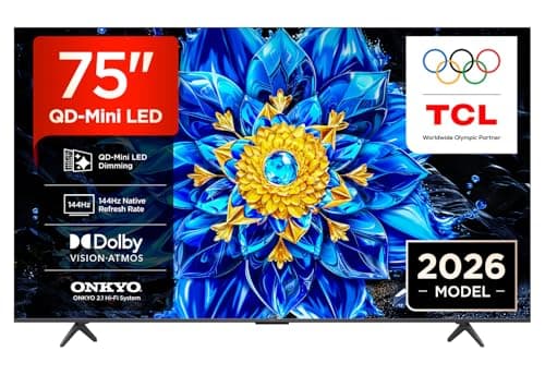 Image of TCL 75P8L-UK 75 Inch QD-Mini LED Dimming 4K HDR Ultra HD TV, Smart Google TV (Dolby Vision, HDR10+ & Atmos, 144Hz VRR, FreeSync Premium, Onkyo 2.1 sound, Game Master, Voice Control, 2026 New Model)