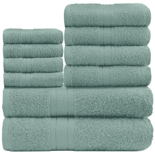 Image of GC GAVENO CAVAILIA 10 Piece Towel Bale Set | Quick Drying Cotton Towel Highly Absorbent 450 GSM Duck Egg Towels Set | Bathroom Towels Bale Set 4x Face 4x Hand 2x Bath Towels