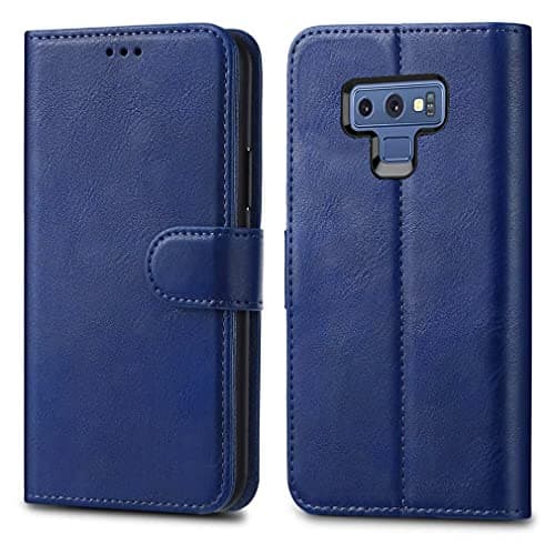 Image of Samsung Galaxy Note 9 Cases - Premium Wallet Leather Flip Case Cover For Samsung Galaxy Note 9 [Card Holder] [Magnetic Closure] (Blue)