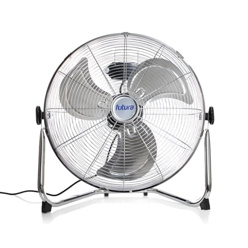 Image of Futura 14” Chrome High Velocity Floor Fan, Heavy Duty Metal Fan, Industrial Cooling Fan with 3 Speeds & Adjustable Tilt Head, Powerful Metal Air Circulator for Gym, Warehouse, Home or Office