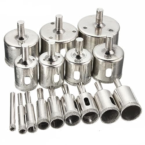 Image of Diamond Drill Bits Set, 16 PCS Diamond Hole Saw Set, Glass Drill Bit for Ceramic Tile Porcelain Marble Granite Stone Bottles, 1/4 to 2 Inch