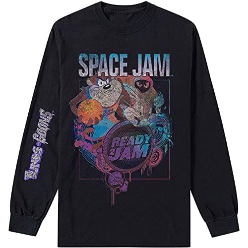Image of Longsleeve Space Jam 2 Ready 2 Jam Official Tee T-Shirt Mens Unisex (Medium) Black