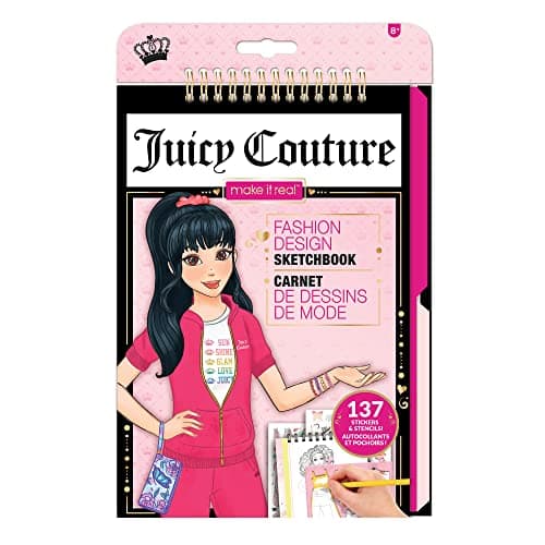 Image of Make It Real Juicy Couture Fashion Design Sketchbook with Stencils and Stickers for Creativity - Kids Arts and Crafts Fashion Designer Kit - Girls Gifts