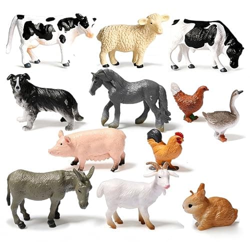 Image of 13Pcs Farm Animals Figures, 13Pcs Kids Farm Animal Toys, Mini Plastic Farm Animals Figures for Party, Educational Playset, Farm Yard Play Sets