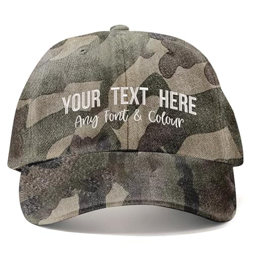 Image of Purple Print House Custom Embroidered Vintage Dad Cap Hat Personalised Embroidery Cap Text Logo Men Women Unisex Gifts, One Size, Camo