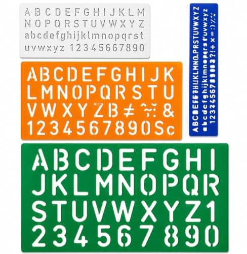 Image of 4-Piece Alphabet & Number Stencil Set – Reusable Plastic Letter Stencils for Painting, Drawing, Learning & Crafting – Ideal for Sign Making, Fabric Painting & Arts & Crafts