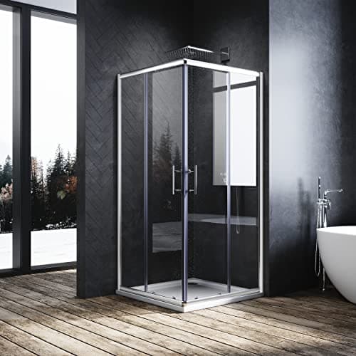 Image of ELEGANT 900 x 900 mm Sliding Square Corner Entry Shower Enclosure 6mm Extra Toughened Safety Glass Sliding Shower Cubicle Door