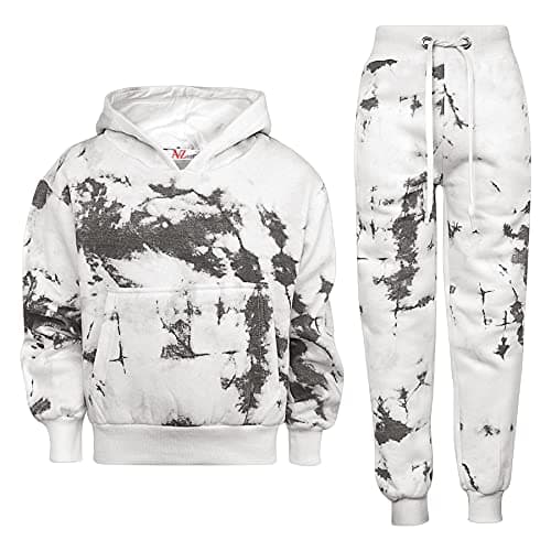Image of A2Z 4 Kids Cropped Black Tie Dye Tracksuit Set Hoodie Cuffed Jogging - T.S Crop 311 Black 9-10