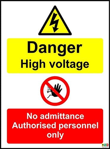 Image of Danger High Voltage No Admittance Safety Sign - 1.2mm Rigid plastic 300mm x 200mm