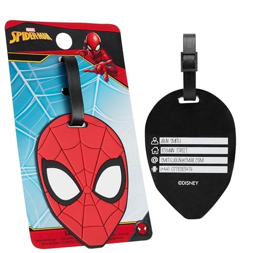 Image of Marvel Luggage Tags for Suitcase, Baggage Identification for Travel Name Address (Red Spiderman)