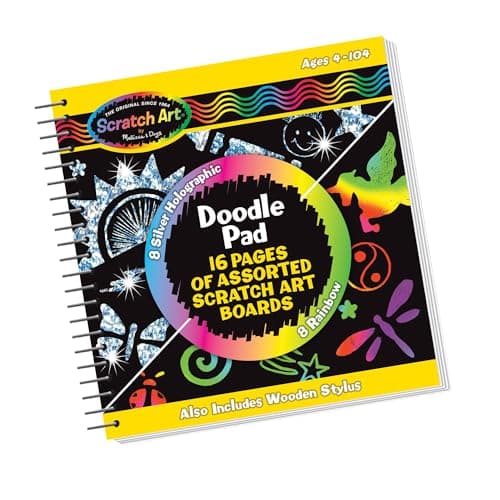 Image of Melissa & Doug Scratch Art Magic Doodle Book | Scratch Art for Kids | Arts & Crafts | Magic Drawing Pad |Christmas Crafts for Kids | 4+ Years | Gift for Boy or Girl - FSC Certified