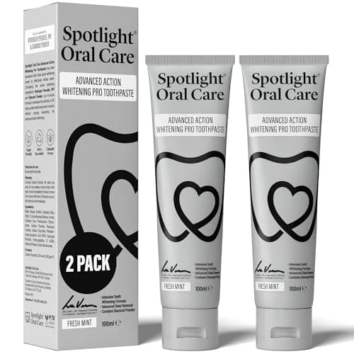 Image of Spotlight Oral Care Advanced Action Whitening Pro Toothpaste - Dentist-Developed Triple Action Formula with Hydroxyapatite, Diamond Powder & PAP - Enamel Repair & Zero-Sensitivity Whitening - Two Pack