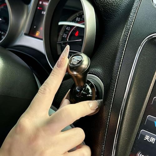 Image of Cikiki Push Start Button Cover,Car Joystick Metal Push to Start Rocker Lever Accessories,Car Starter Engine Started Stop Button Cover Cool Auto Interior Accessories