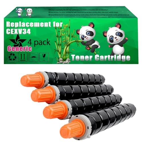 Image of Replacement CEXV34 Toner Cartridge Compatible for Canon iR ADVANCE C2020i C2020L C2025i C2030i C2030L C2220i C2220L C2225i Printers (4 Pack Black)