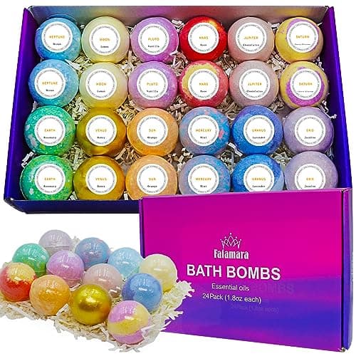 Image of Fafamara 24pcs Bath Bombs Gift Set, Organic and All Natural Ingredients Bubble Bath Bombs Fizzes Spa