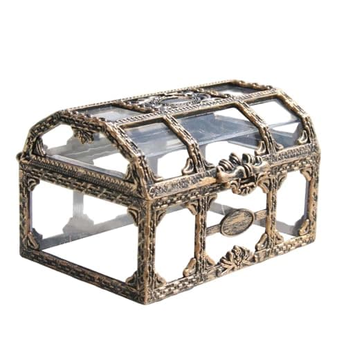 Image of Zasdvn Kids Treasure Box Clear, Kids Pirate Treasure Chests Box, Vintage Treasures Pirate Jewelry Chest For Carnivals Girl Candy Keepsakes Halloween