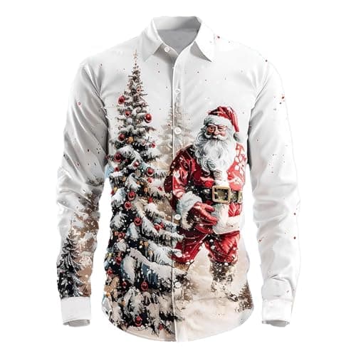 Image of Men's Christmas Jumper 3D Print Xmas Sweatshirts Novelty Graphic Christmas Jumpers Regular Fit Classic Jumpers Sweater Basic Party Outfit Men (Z1 White,4XL)