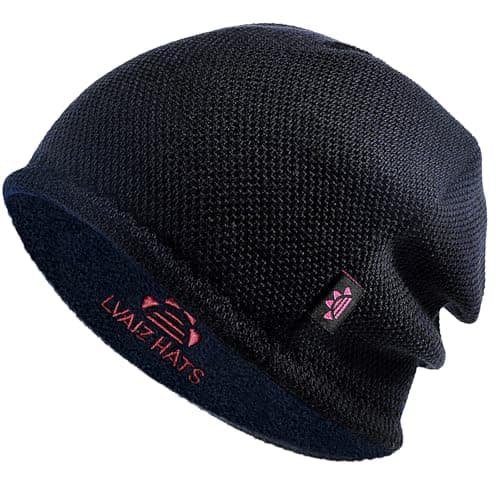 Image of Lvaiz Mens Winter Beanie Hat Warm Fleece Lined Skull Cap for Men Reversible Women Windproof Watch Hat Knit Warm Unisex Beanie, Ink Blue, One size