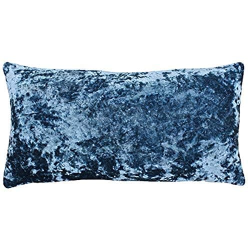 Image of Riva Paoletti Roma Square Filled Cushion Blue-Crushed Velvet Look and Feel-Hidden Zip Closure-Machine Washable-100 Case (20" x 20" inches), Polyester, Cerulean, 50 x 50cm
