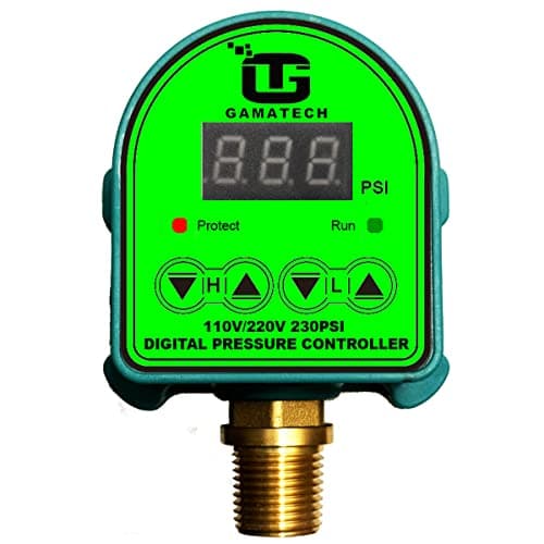 Image of GamaTech 110V/220V 10A/5A Pressure Switch for Water Pump and Air Pump, Adjustable Digital Pressure Controller, 0-230 PSI