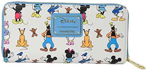 Image of Loungefly Disney Mickey Mouse Friends Forward and Backward Mini Backpack Wallet, Blue