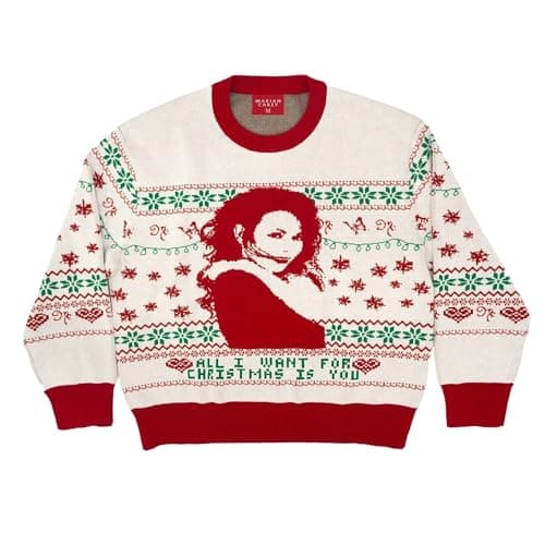 Image of Mariah Carey Official All I Want for Christmas is You Festive Sweater, White, M