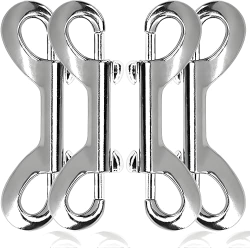 Image of 4 PCS 90mm (3.5 Inch) Double Ended Bolt Snap Hooks, Silver Zinc Alloy Heavy Duty Double Trigger Metal Clips for Linking Pet Dog Leash Collar, Key Holder, Water Bucket, Horse Feed, 50kg Capacity