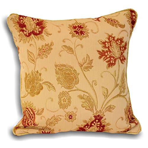 Image of Riva Paoletti Zurich Cushion Cover - Champagne Cream - Decorative Floral Jacquard Design - Piped Edges - Reversible - 100% Polyester - 45 x 45cm (18" x 18" inches) - Designed in the UK