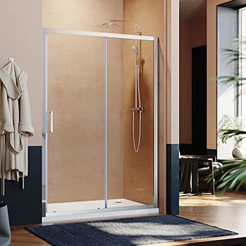 Image of ELEGANT 1200mm Sliding Shower Enclosure 6mm Toughened Glass Bathroom Smooth Screen Panel Reversible Shower Cubicle