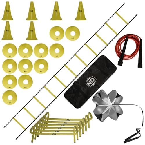 Image of ND Sports Speed Agility Hurdles Chute Traffic Cones Ladder Football Training Sport Kit ND (Fluorescent Yellow)