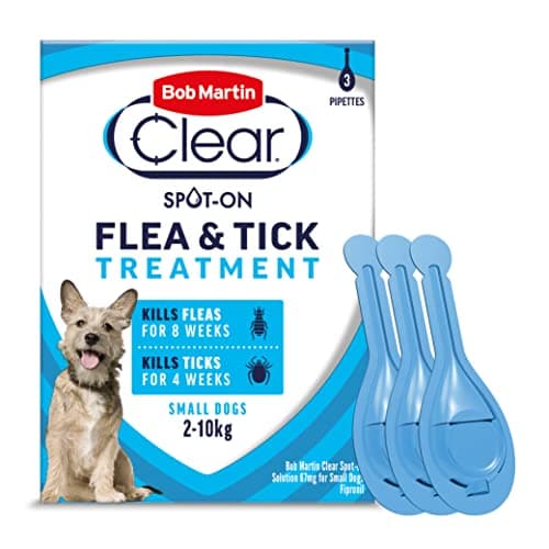 Image of Bob Martin Clear Spot On Flea Treatment for Small Dogs (2-10kg) - Kills Fleas & Ticks (3 Pipettes)