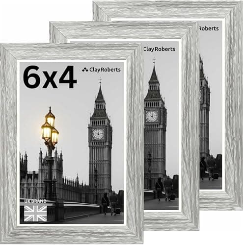 Image of 6x4 Light Grey Photo Frame Picture Frame, Freestanding and Wall Mount, 10x15cm, 4x6 Frame for Wall Collage Display, Shelf and Staircase, Home or Gift.