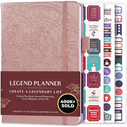Image of Legend Planner – Weekly & Monthly Life Planner to Hit Your Goals & Live Happier. Organizer Notebook & Productivity Journal. A5 (Rose Gold)