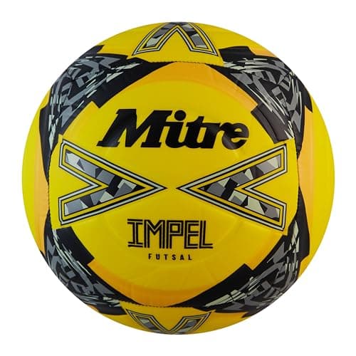 Image of Mitre Impel Futsal Football | Indoor Ball | Low Bounce Football, Fluo Yellow/Black/Circular Grey, 3