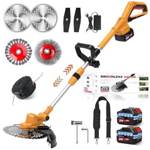 Image of Grass Trimmer with Battery for Makita Batteries, 21 V - 750 W Motor -20000 rpm, 4-in-1 Brush Cutter Battery, 90° Swivelling Head & Telescopic Handle for Thickets and Weed Removal