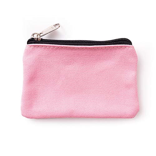 Image of Hibate Small Canvas Coin Purse Holder Wallet Zip Pouch Money Purses Bag for Women Men Kids (Pink)