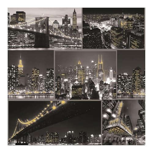 Image of Fresco City at Night Black/White Cityscape | Black Novelty Wallcovering | Eco-Friendly Wallpaper