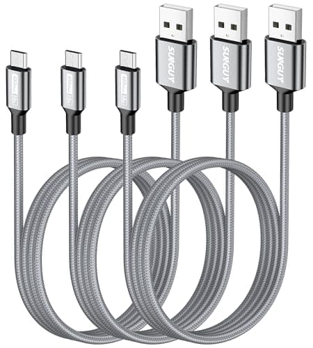 Image of SUNGUY Micro USB Cable,1m x3 Braided High Speed USB 2.0 to Micro USB Fast Charging & Data Sync Cable Android Charger Lead for Samsung Galaxy S6 S7 Edge,Note 5,HTC,LG,Motorola and More