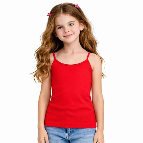 Image of Gum & Berries Girls Plain Camisole Vest Tank Top Spaghetti Strap Soft Stretch Red